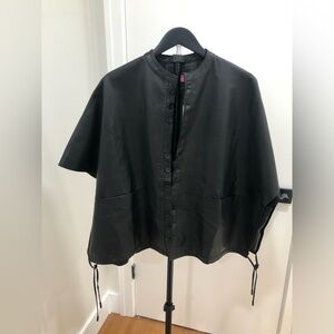 512.Stylish Black 100% Leather Cape Jacket